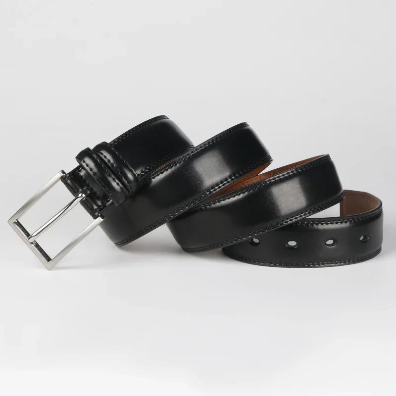 Men's Cowhide Genuine Leather Belt, Classic Casual Belt For Jeans Trousers, Work And Business Gift For Dad And Husband