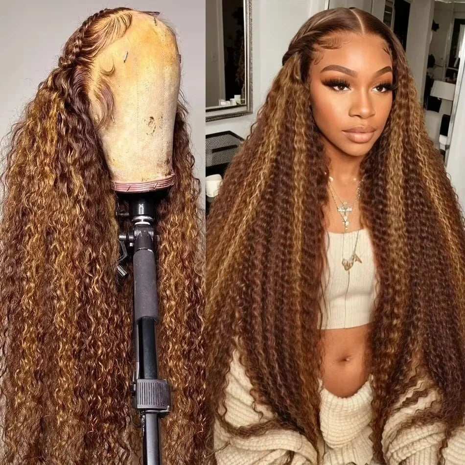 Highlight Brazilian 13x4 lace front colored wig on sale Deep wave 13x6 hd lace frontal curly wigs human hair for women Choice