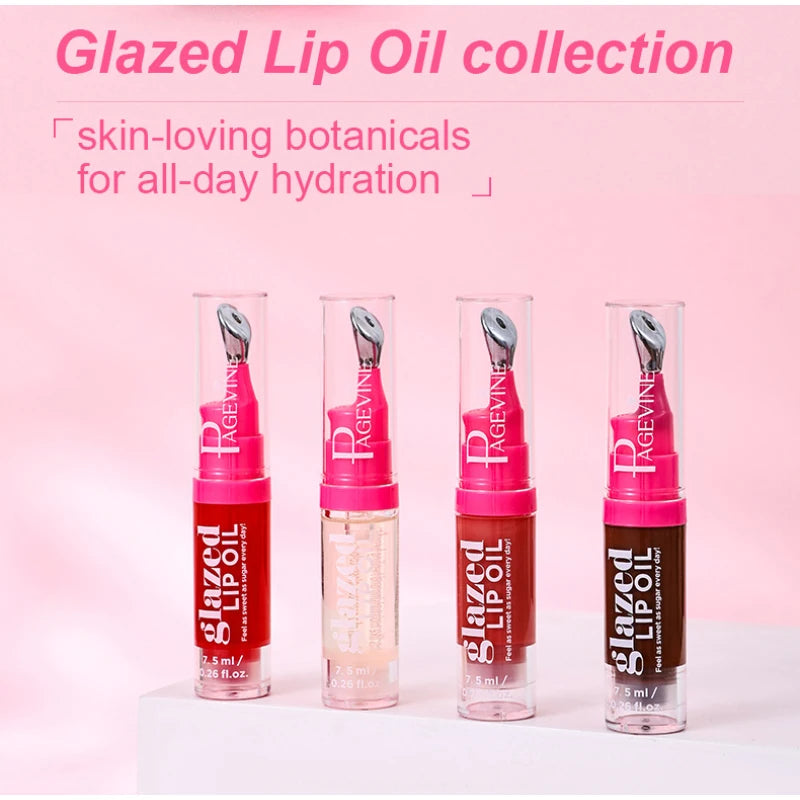 Glazed Lip Oil With Innovative Pump Design Ice Sensation Soft Lasting Glossy Hydrating Lip Gloss Deeply Moisturizing Lip Balm