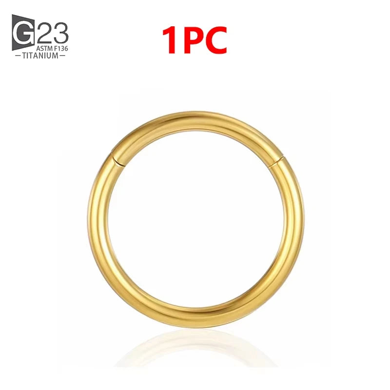 1/10Pcs G23 Titanium 14G/16G/18G Nose Rings Hinged Segment Ear Cartilage Tragus Earrings Hoops Septum Clicker Piercing Jewelry