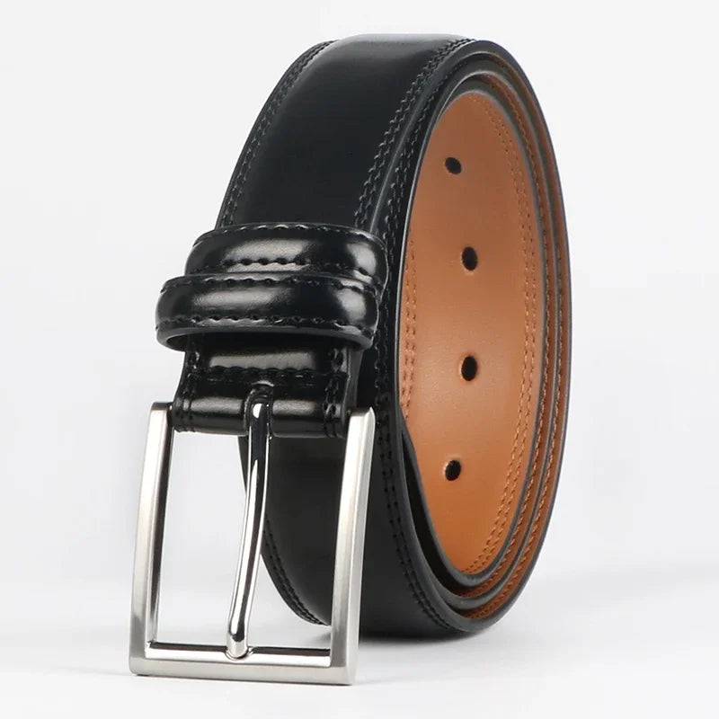 Men's Cowhide Genuine Leather Belt, Classic Casual Belt For Jeans Trousers, Work And Business Gift For Dad And Husband