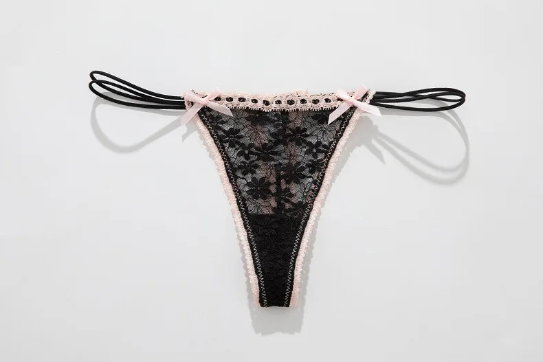 Women Panties Трусы Женские Sexy Lace Bow Female Underwear Women Low Waist Transparent Breathable Thongs Lingerie Стринги