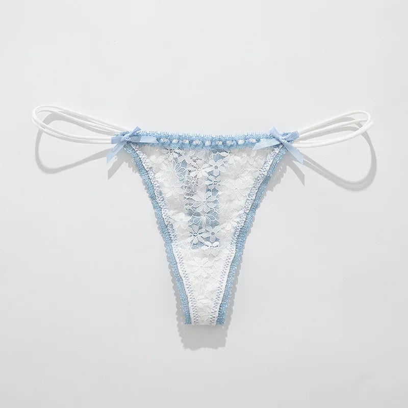 Women Panties Трусы Женские Sexy Lace Bow Female Underwear Women Low Waist Transparent Breathable Thongs Lingerie Стринги