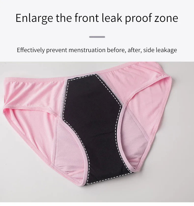 Women's Menstrual Panties Pink Girls' Physiological Hygiene Underwear 4 Layers Heavy Duty Absorbent Leak Proof Underwear