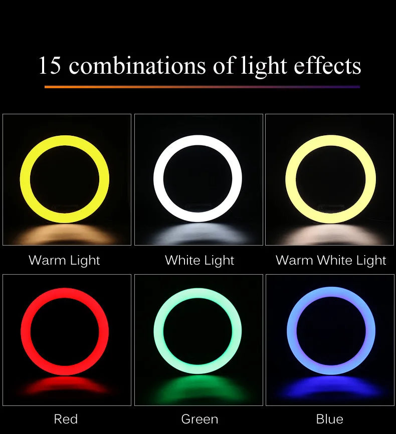 RGB Ring Light Lamp Ring Round With Remote Control For Smartphone Mobile Led Video Light Ring Make Live Photographic Lighting