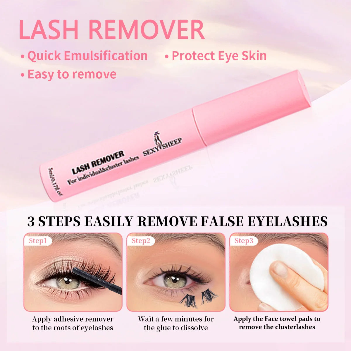 Lash Cluster Glue, Lash Bond and Seal 10ml Bond & Seal Eyelash Glue 2 in 1 for Clusters, Eyelash Adhesive Black Long-Lasting