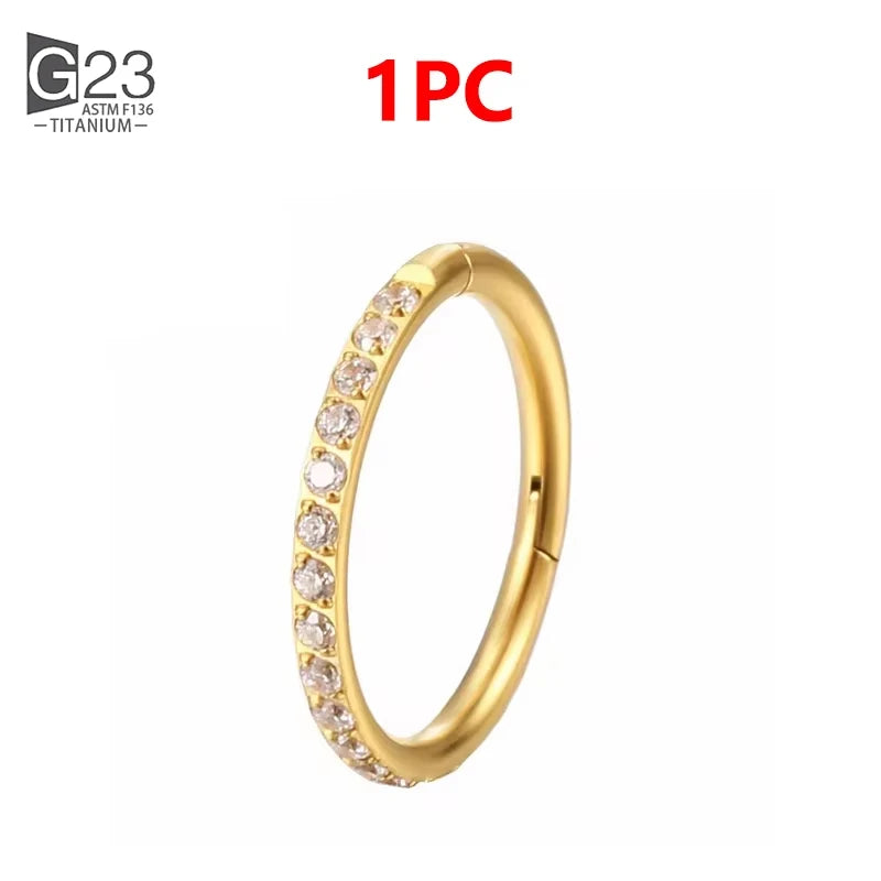1/10Pcs G23 Titanium 14G/16G/18G Nose Rings Hinged Segment Ear Cartilage Tragus Earrings Hoops Septum Clicker Piercing Jewelry