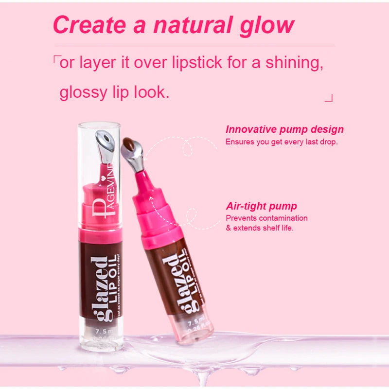 Glazed Lip Oil With Innovative Pump Design Ice Sensation Soft Lasting Glossy Hydrating Lip Gloss Deeply Moisturizing Lip Balm