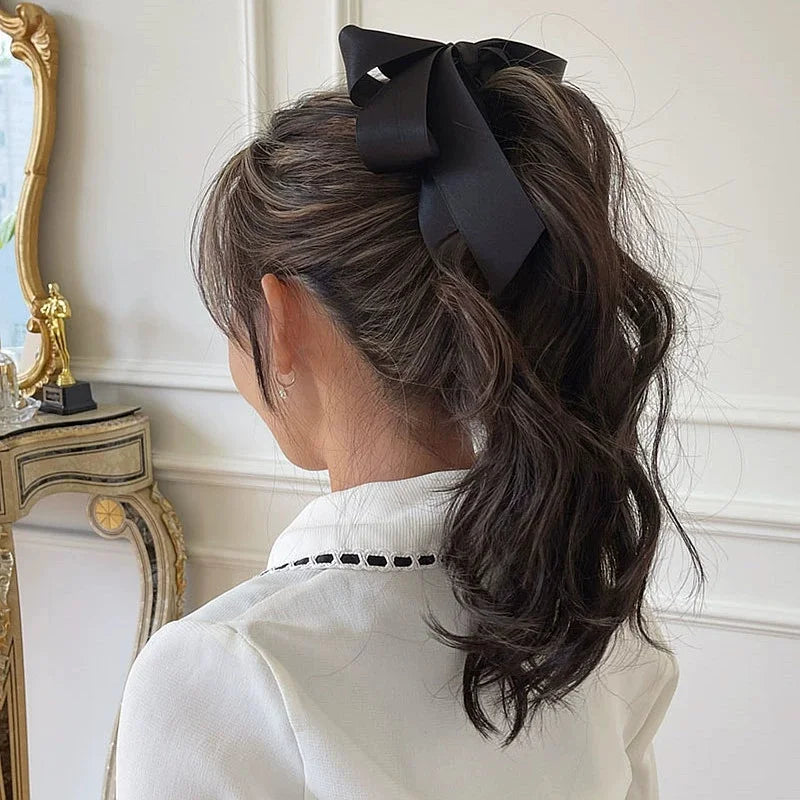 Hair Bows for Women, Bow Hair Clips, Silky Satin Hair Bows for Girls, Neutral Colors Hair Ribbon, Cute Bow Clips for Women