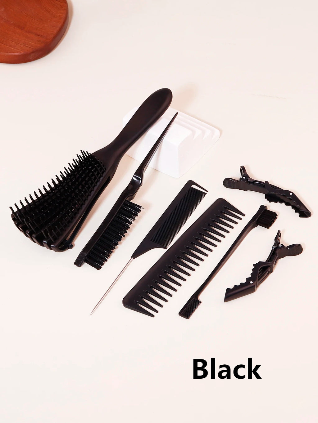 7pcs edge hair brushes curly scalp massage combs stainless steel ponytail combs fashionable hair clip Special for real hair wigs