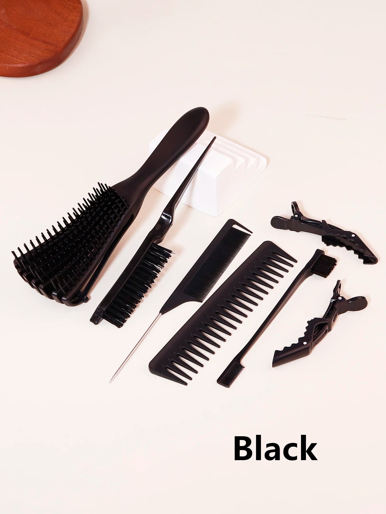 7pcs edge hair brushes curly scalp massage combs stainless steel ponytail combs fashionable hair clip Special for real hair wigs