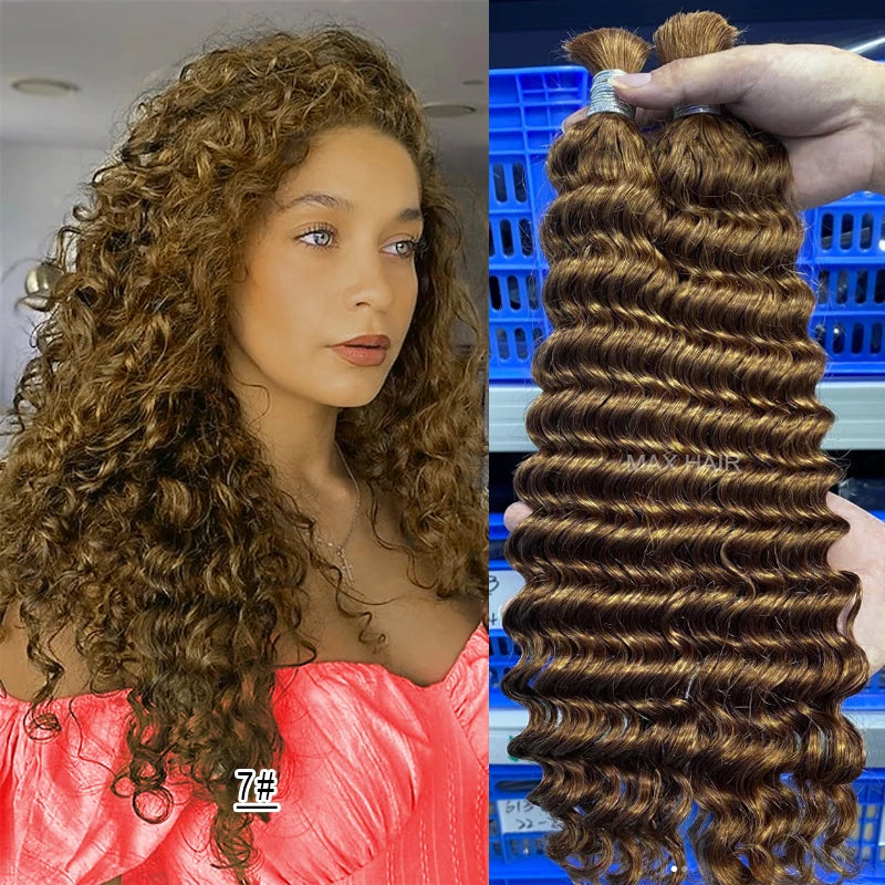 #350 Ginger Orange Human Hair Bulk Curly Hair Bundles For Boho Braids Braiding Hair Extension No Weft cabelo humano indiano