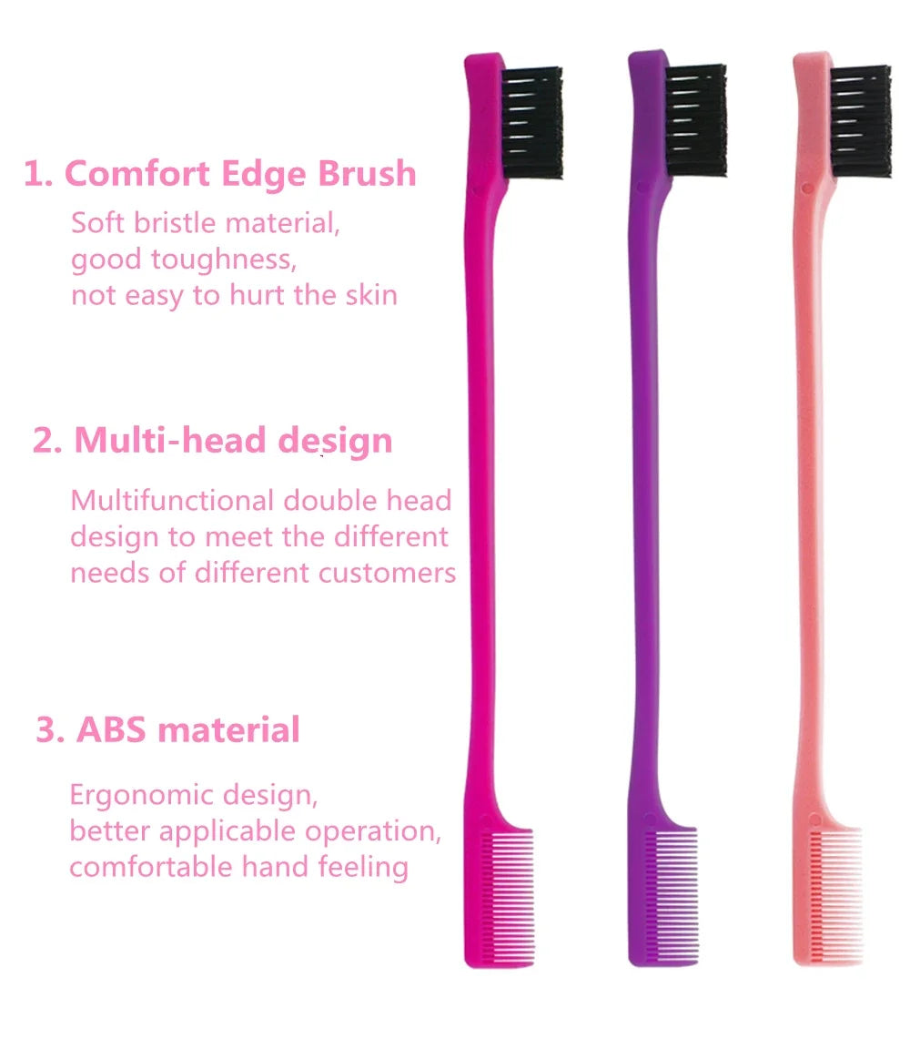 Three-headed Eyebrow Brush Shredded Hair Brush Comb Hair Dye Brushes Hair Care Hair Edge Control Hairdressing Gel Brush Styling