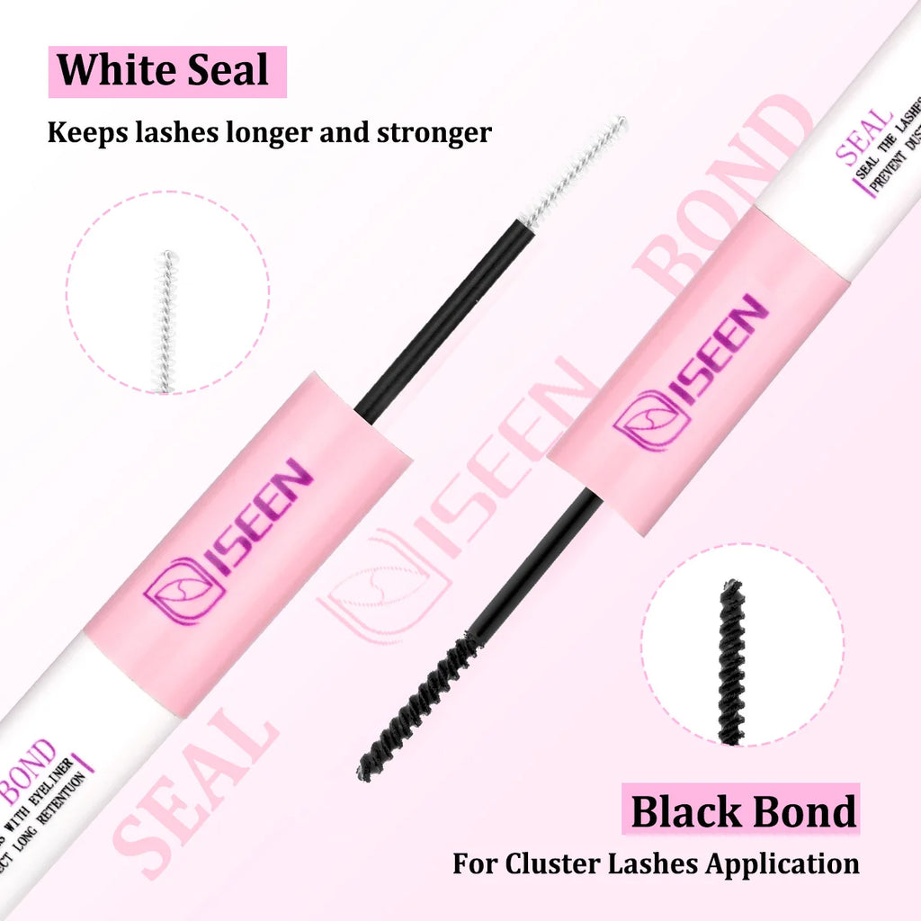 Lash Bond and Seal Waterproof 2 in 1 Eyelash Glue for Eyelash Clusters Adhesive Black Long-Lasting (5ml+5ml)