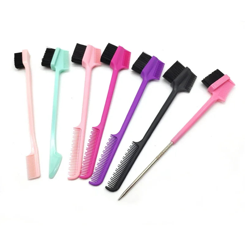Three-headed Eyebrow Brush Shredded Hair Brush Comb Hair Dye Brushes Hair Care Hair Edge Control Hairdressing Gel Brush Styling