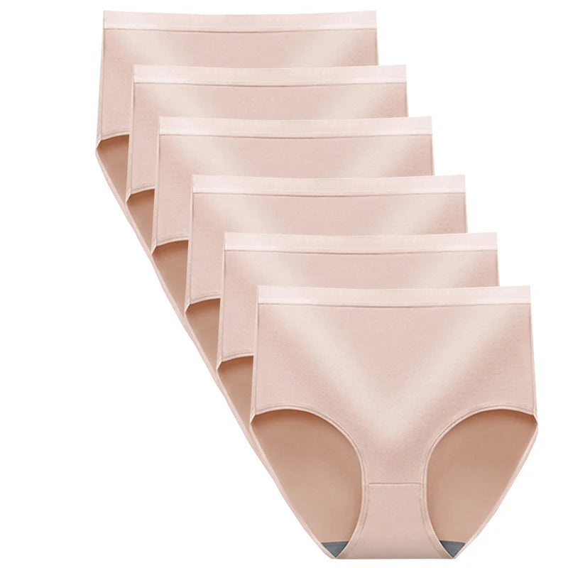 6pcs Women Hip Lift Panties Lady Large Size High Waist Underwear Fashion Girls Briefs Breathable Panty Plus Size Female Lingerie
