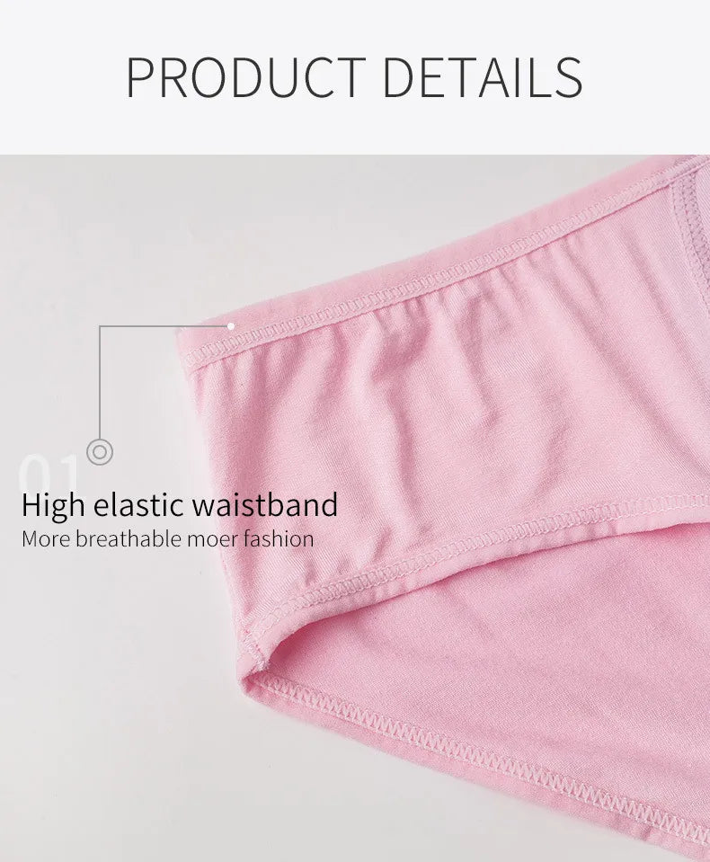Women's Menstrual Panties Pink Girls' Physiological Hygiene Underwear 4 Layers Heavy Duty Absorbent Leak Proof Underwear