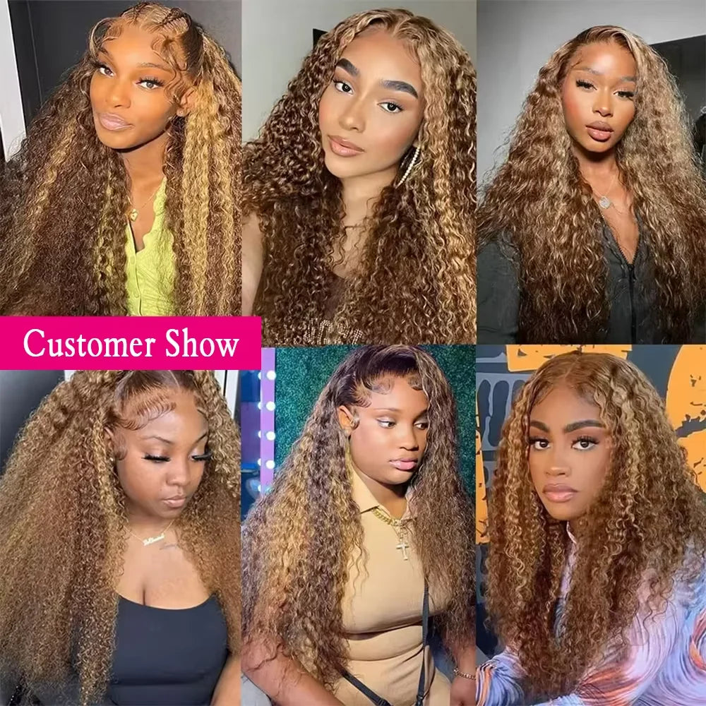 Highlight Brazilian 13x4 lace front colored wig on sale Deep wave 13x6 hd lace frontal curly wigs human hair for women Choice