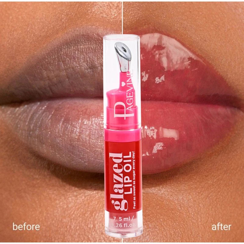 Glazed Lip Oil With Innovative Pump Design Ice Sensation Soft Lasting Glossy Hydrating Lip Gloss Deeply Moisturizing Lip Balm