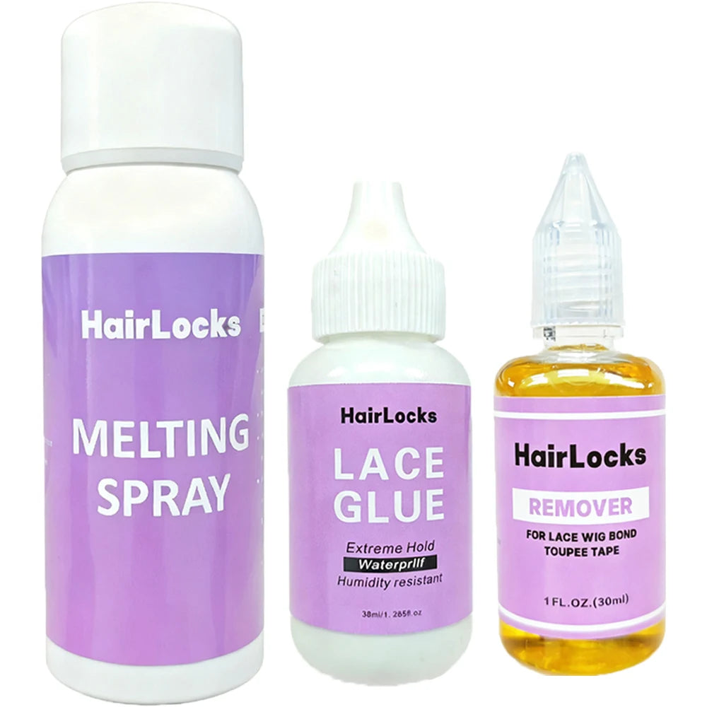 Wig Installation Kit Hair Front Lace Wig Glue 38ml,Wax,Remover 30ml ,band and brush for Lace Front Waterproof Wig glue set