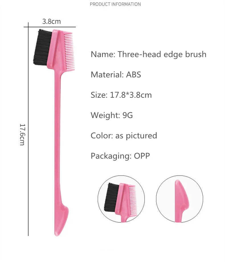Three-headed Eyebrow Brush Shredded Hair Brush Comb Hair Dye Brushes Hair Care Hair Edge Control Hairdressing Gel Brush Styling