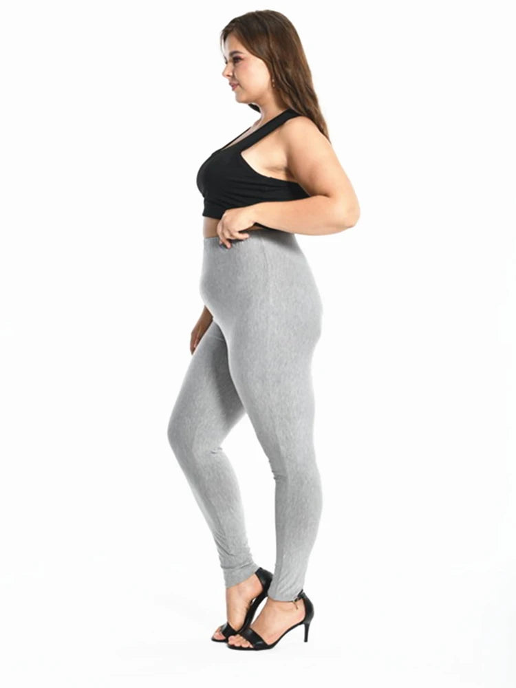 Solid Colorful Leggings For Women 7xl 6XL 5XL Large Size Modal Cotton Tight Pants Grey Black White Pink Blue Purple 5XL 4XL Lady