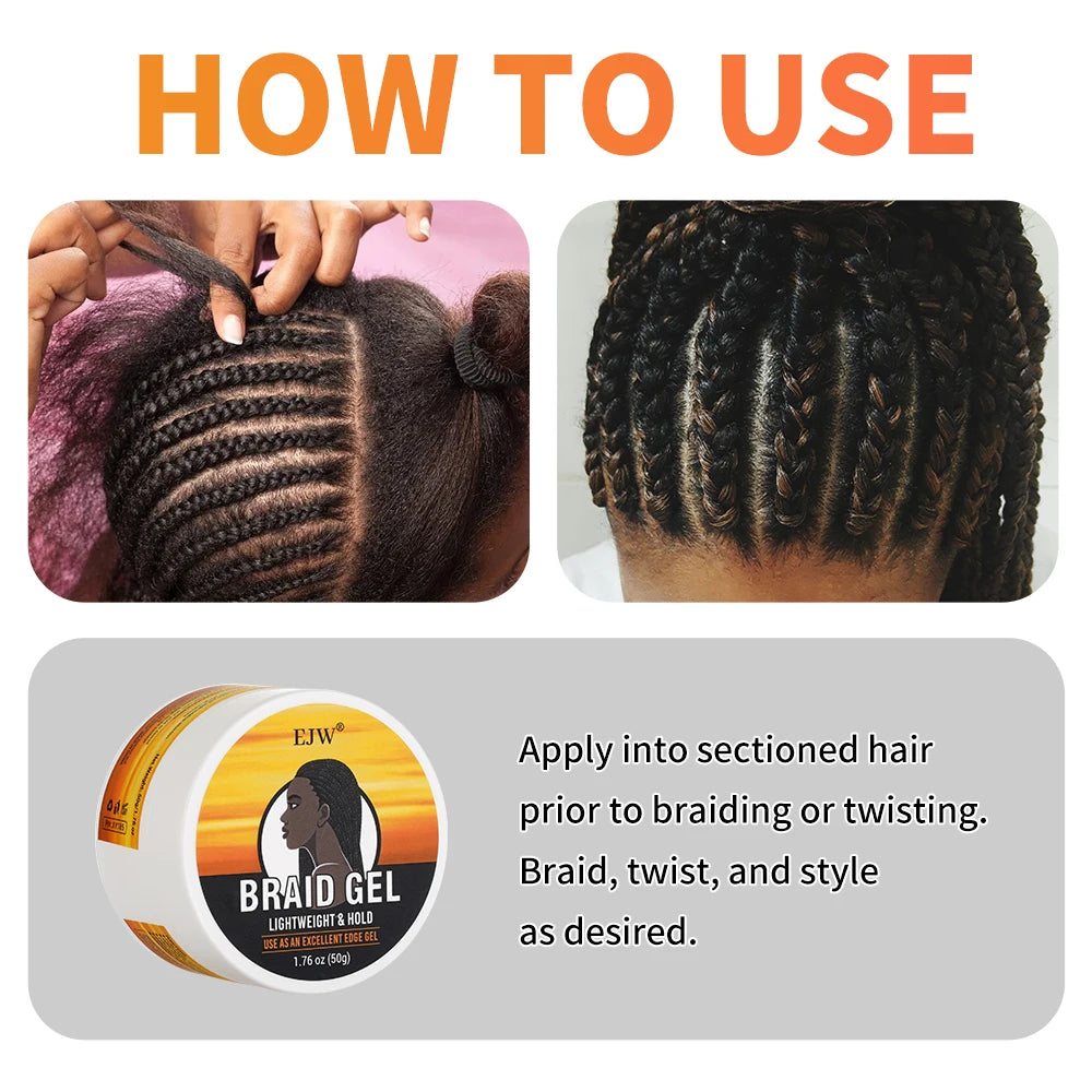 EJW Hair Braid Gel,Styling Wax For Natural Look Braid Style Curl Defining, Ehancing, Styling Waxes For Fly Away&Edge Frizz Hair.