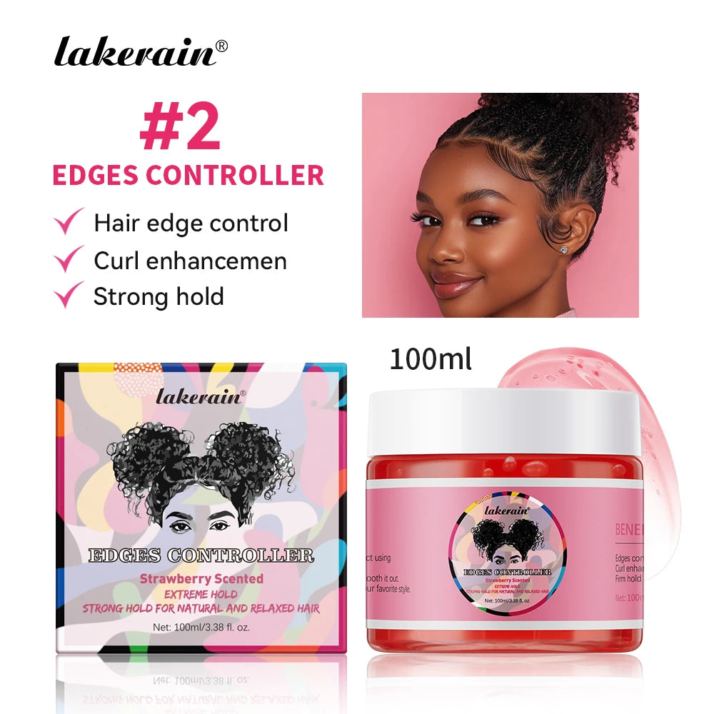 Lakerain Strong Styling Hair Gel Long Lasting Control Edge Gel Smoothes Nourishes Hair Curl Enhancement Strong Hold Hair Gel