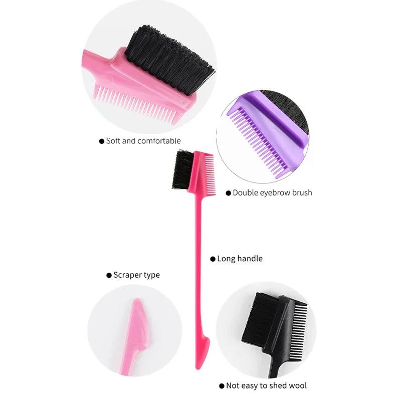 Three-headed Eyebrow Brush Shredded Hair Brush Comb Hair Dye Brushes Hair Care Hair Edge Control Hairdressing Gel Brush Styling