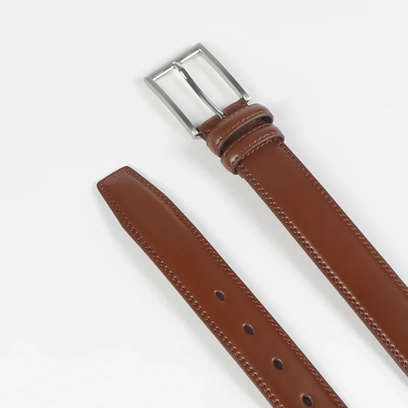 Men's Cowhide Genuine Leather Belt, Classic Casual Belt For Jeans Trousers, Work And Business Gift For Dad And Husband