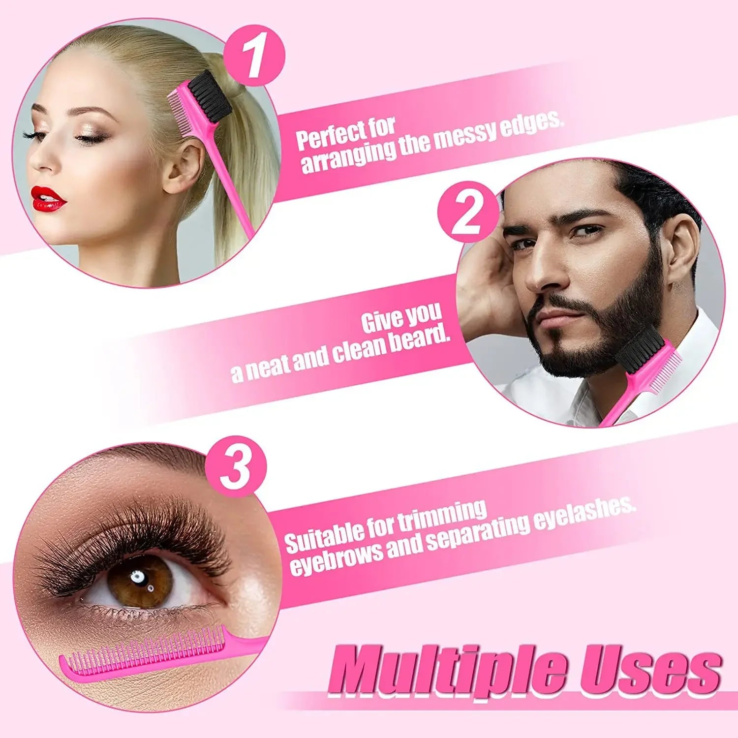 Three-headed Eyebrow Brush Shredded Hair Brush Comb Hair Dye Brushes Hair Care Hair Edge Control Hairdressing Gel Brush Styling