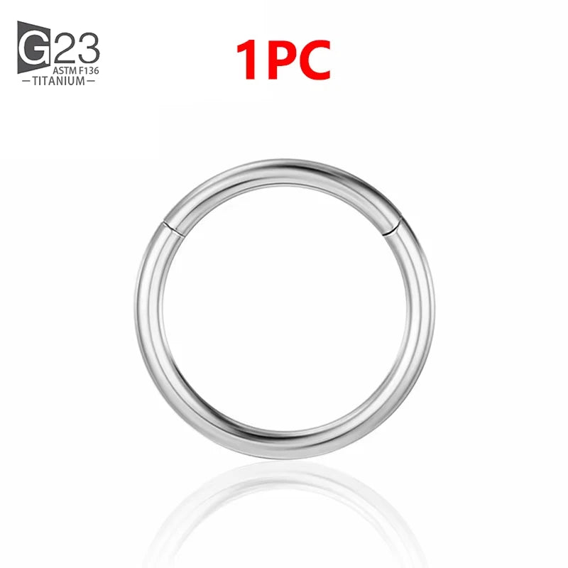 1/10Pcs G23 Titanium 14G/16G/18G Nose Rings Hinged Segment Ear Cartilage Tragus Earrings Hoops Septum Clicker Piercing Jewelry