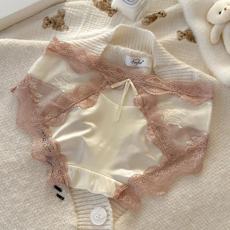 Panties Women‘s Underwear Sexy Lace Panties Thongs Sexy Brazilian Pants Silk Breathable Girls Underwear Plus Size Lingerie