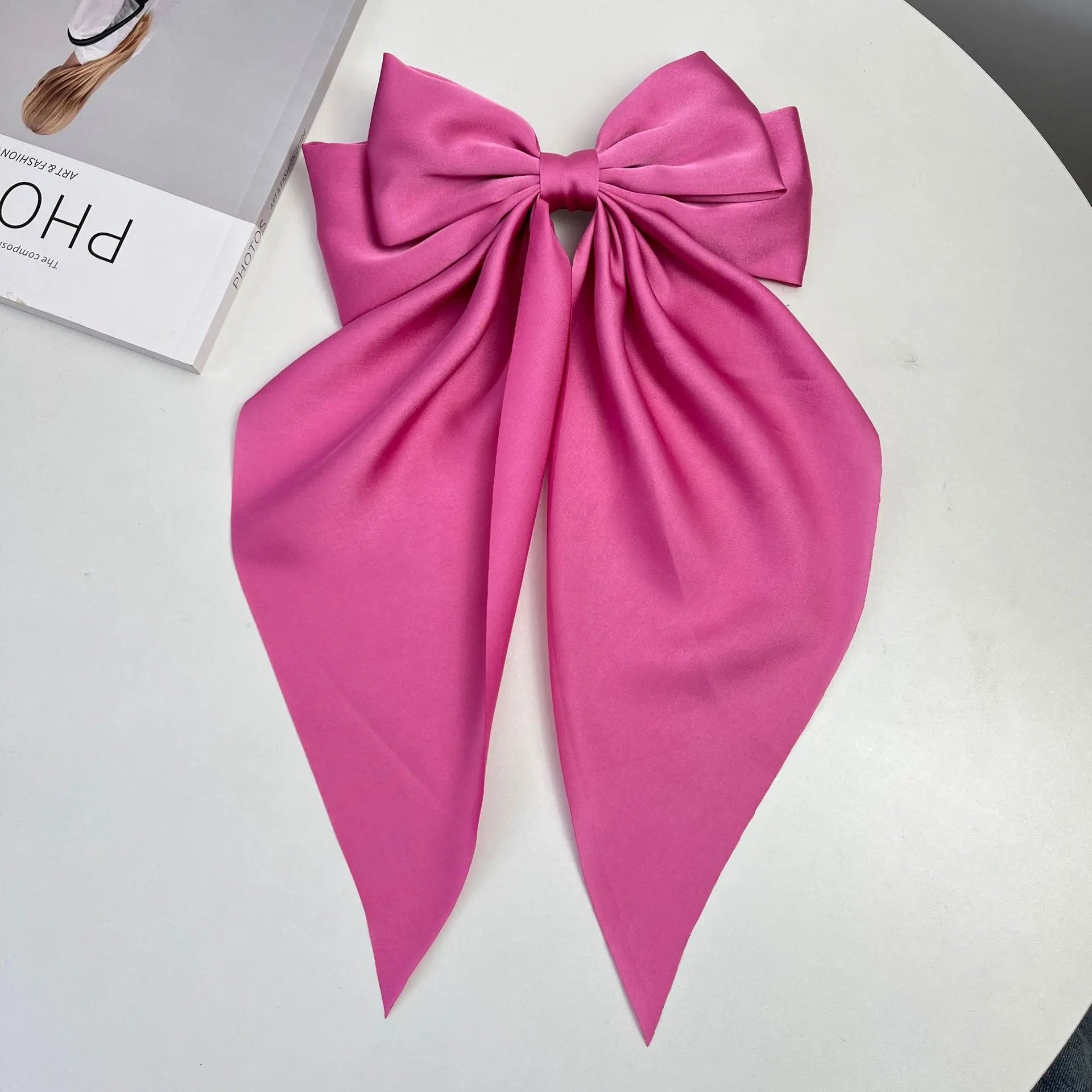 Hair Bows for Women, Big Bow Hair Clips for Girls, Silky Satin Hair Bows Clips Oversized Long Tail, Large Hair Barrettes Cute Ae