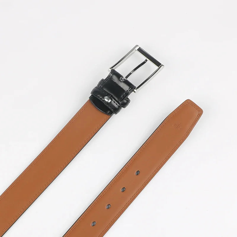 Men's Cowhide Genuine Leather Belt, Classic Casual Belt For Jeans Trousers, Work And Business Gift For Dad And Husband