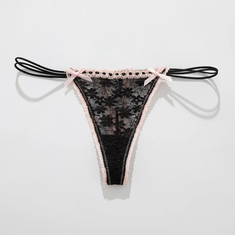 Women Panties Трусы Женские Sexy Lace Bow Female Underwear Women Low Waist Transparent Breathable Thongs Lingerie Стринги