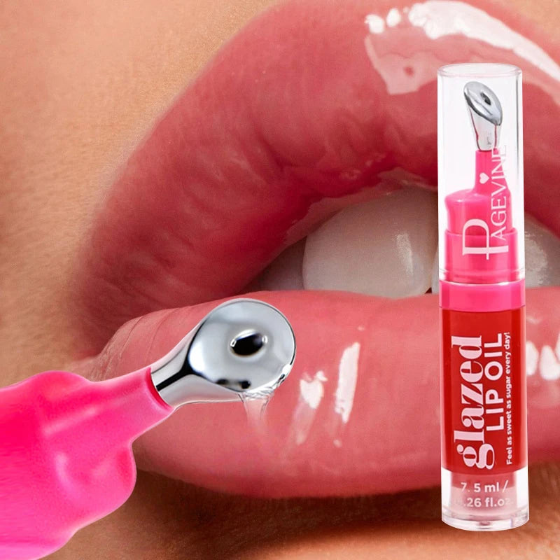 Glazed Lip Oil With Innovative Pump Design Ice Sensation Soft Lasting Glossy Hydrating Lip Gloss Deeply Moisturizing Lip Balm
