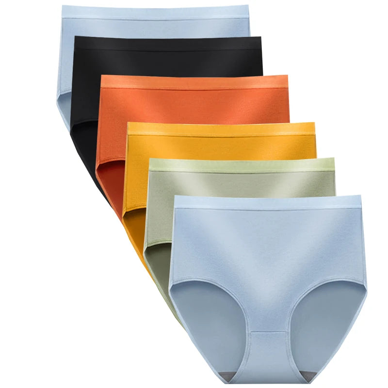 6pcs Women Hip Lift Panties Lady Large Size High Waist Underwear Fashion Girls Briefs Breathable Panty Plus Size Female Lingerie