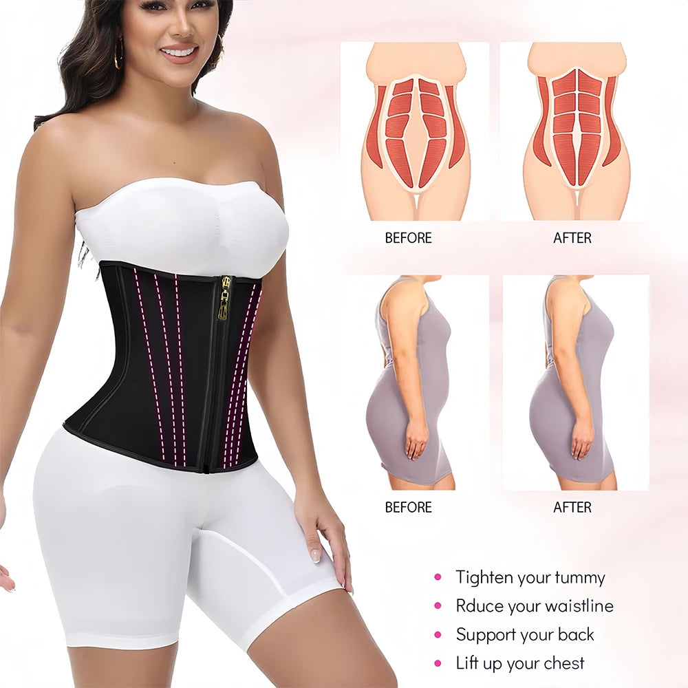 Waist Trainer for Women Tummy Control Workout Waist Cincher Corset Shapewear Postpartum Body Shaper with Zipper Hook