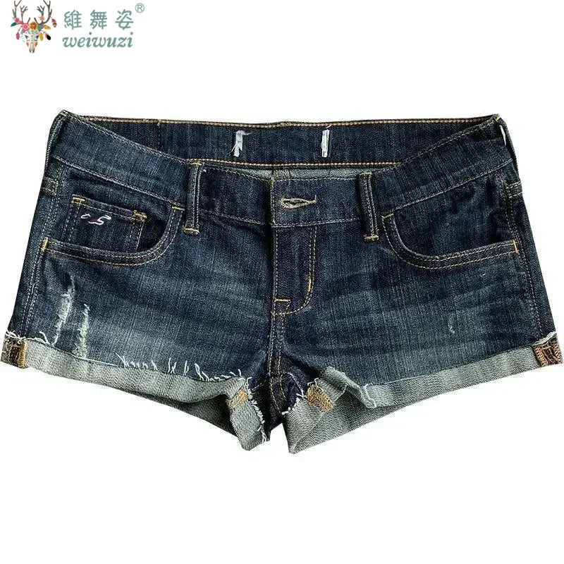 Jeans for Women Low Rise Curled Denim Shorts Skinny Summer New Y2k Spicy Girl Casual Streetwear Sexy Nightclub DJ Mini Shorts