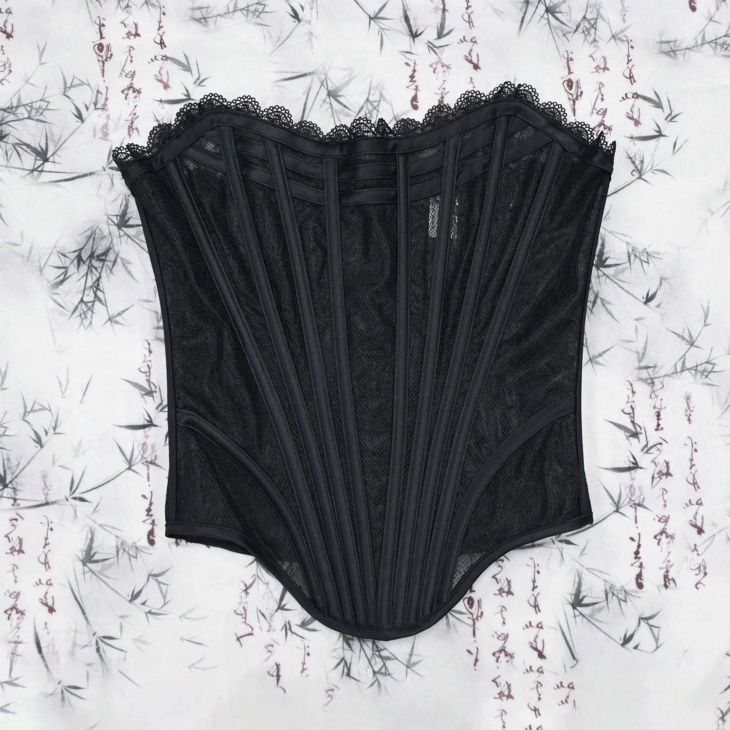 Women Luxury Transparent Mesh Corset Bustier Overbust Lace Up Boned Bodice Sexy Straoless Tube Tops For Wedding Party Costume