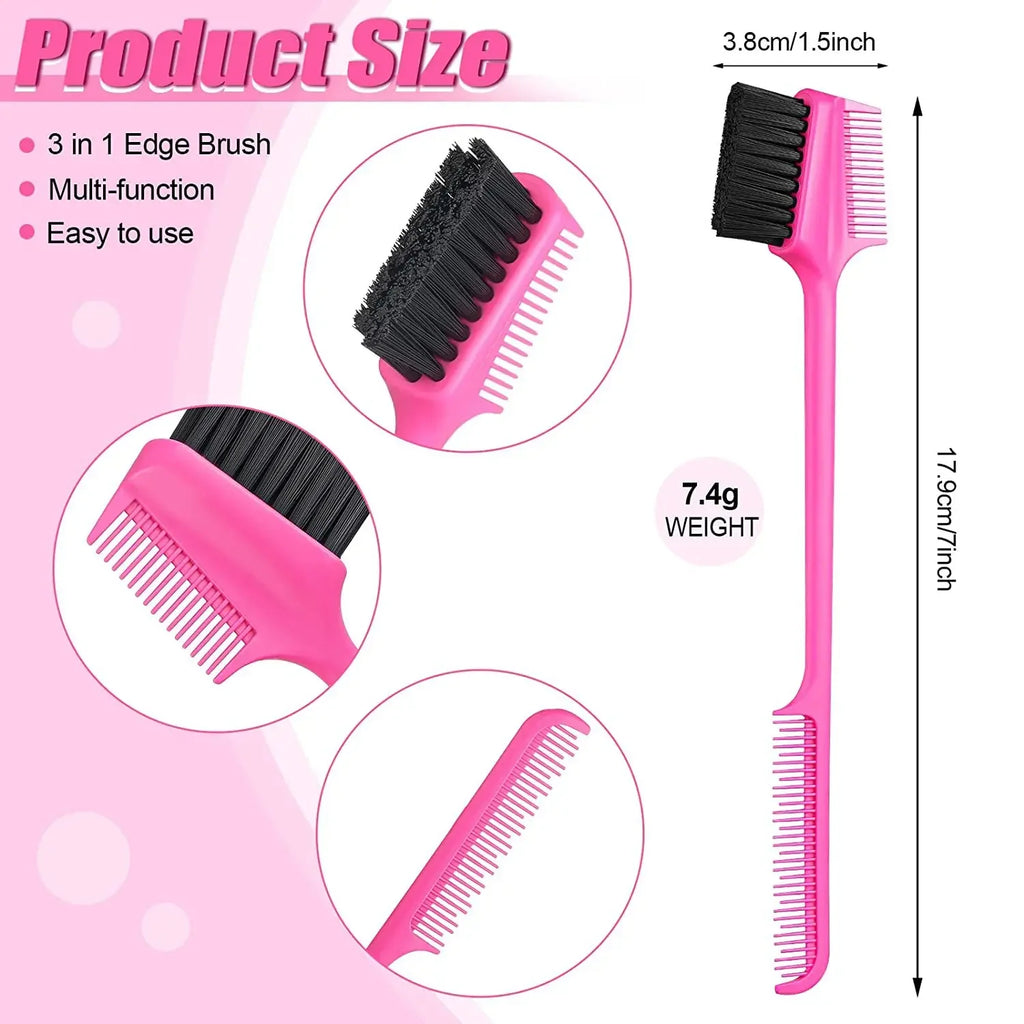 Three-headed Eyebrow Brush Shredded Hair Brush Comb Hair Dye Brushes Hair Care Hair Edge Control Hairdressing Gel Brush Styling