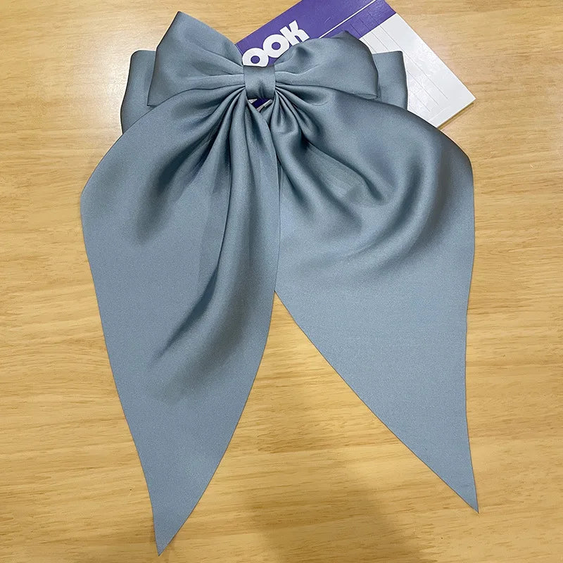 Hair Bows for Women, Big Bow Hair Clips for Girls, Silky Satin Hair Bows Clips Oversized Long Tail, Large Hair Barrettes Cute Ae