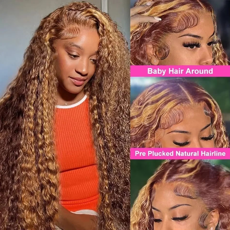 Highlight Brazilian 13x4 lace front colored wig on sale Deep wave 13x6 hd lace frontal curly wigs human hair for women Choice
