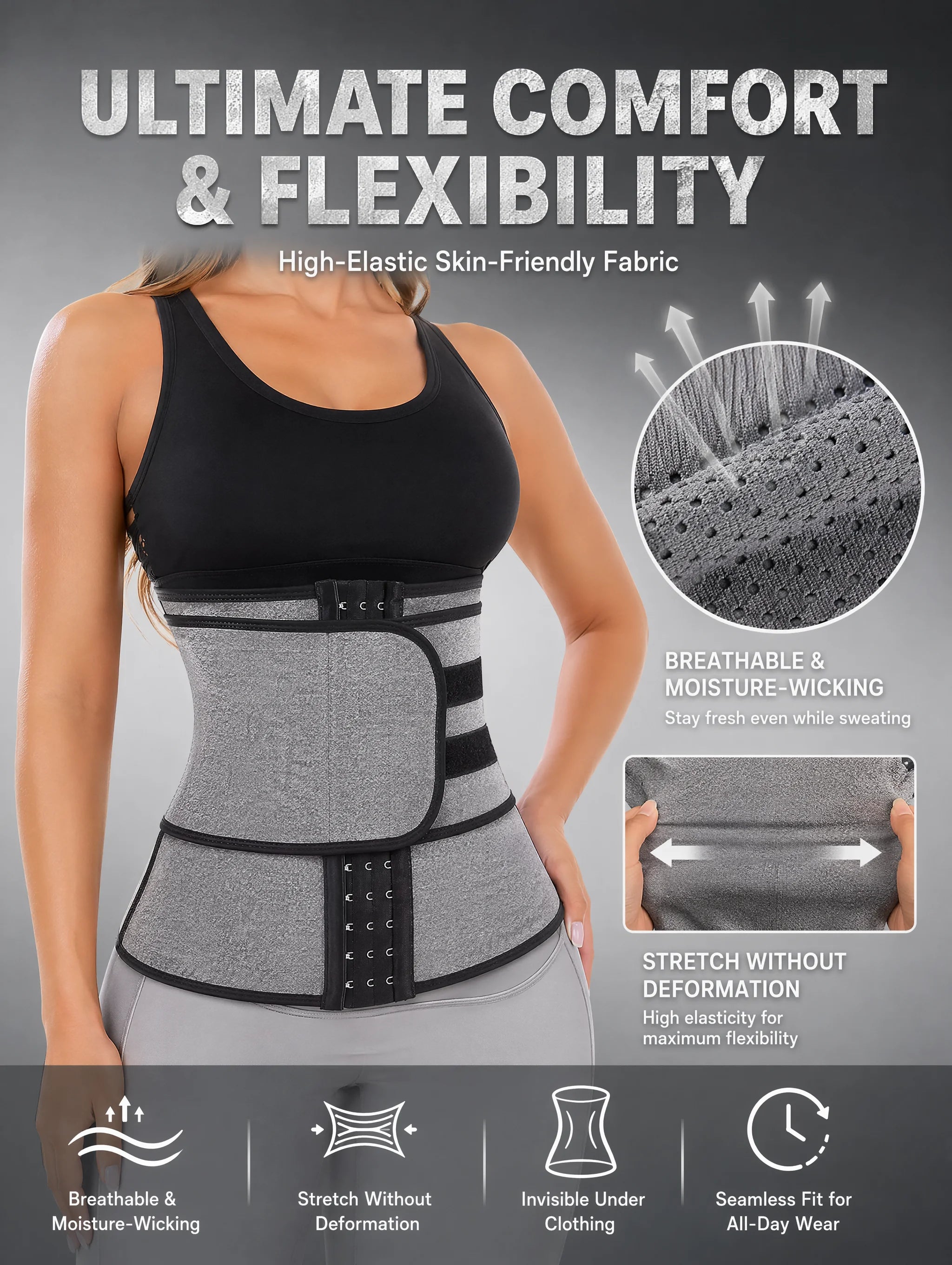 Women Waist Trainer Belly Slimming Sheath Sauna Body Shaper Reducing Shapewear Corset Tummy Sweat Workout Fat Burn Trimmer Belt