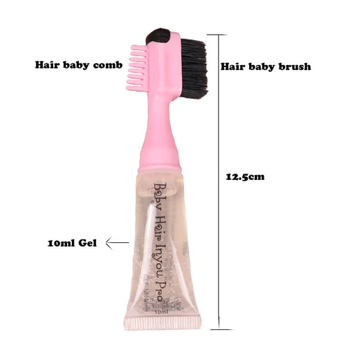 1Pcs Hair Styling Edge Control Gel With Brush For Baby Hair Portable Hair Fixative Gel Hair Cream For Natural Hair Africa 10Ml