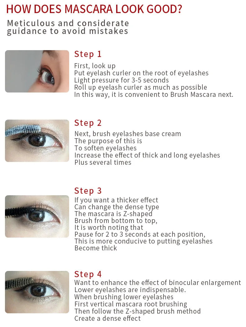 Smudge Proof Mascara, Waterproof, Sweat Proof, Long, Thick, Cool, Fast Drying Mascara, Thick Curly And Slender Mascara