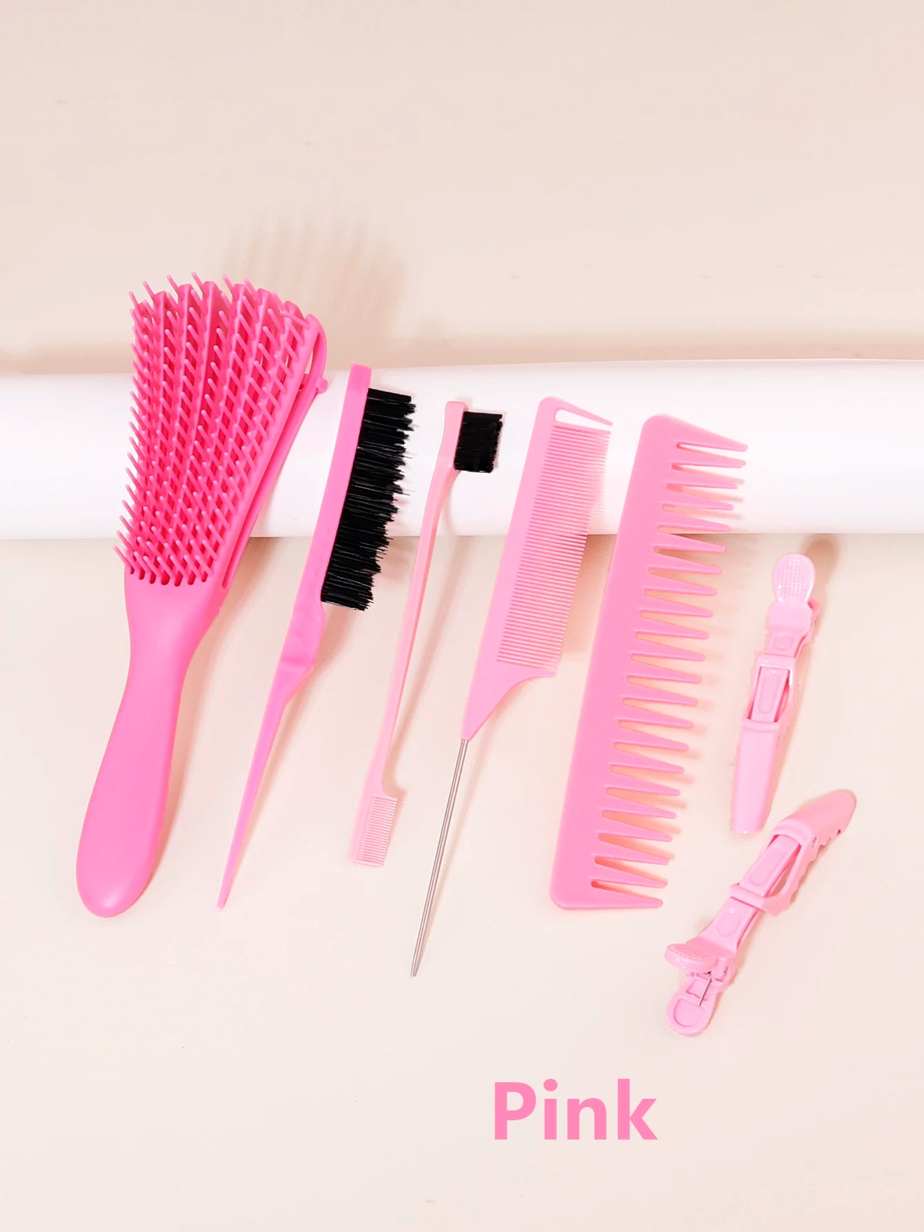 7pcs edge hair brushes curly scalp massage combs stainless steel ponytail combs fashionable hair clip Special for real hair wigs