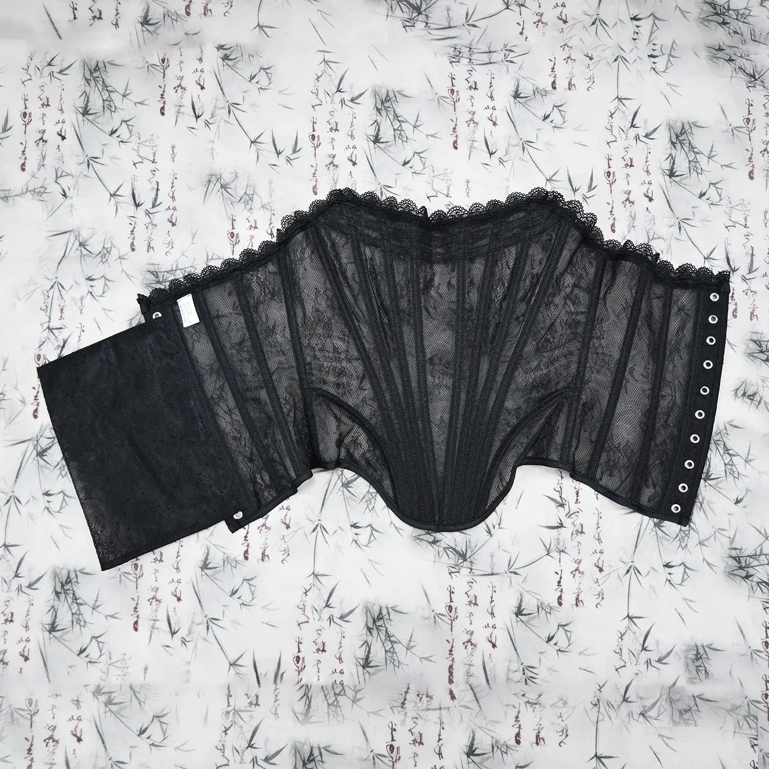 Women Luxury Transparent Mesh Corset Bustier Overbust Lace Up Boned Bodice Sexy Straoless Tube Tops For Wedding Party Costume