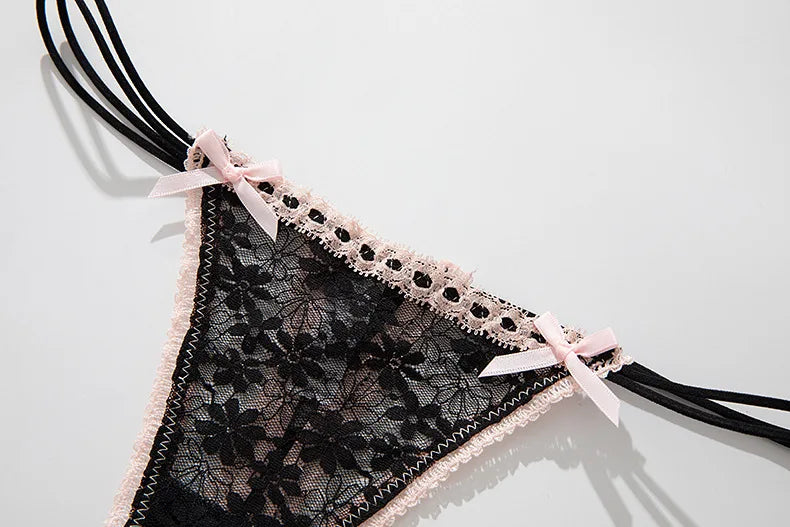 Women Panties Трусы Женские Sexy Lace Bow Female Underwear Women Low Waist Transparent Breathable Thongs Lingerie Стринги